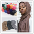 Высокое качество мусульманский платок женщины хиджаб сплошной цвет вискоза хлопок хиджаб шарф рифленный